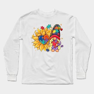 Puzzle Gnome Autism Awareness Gift for Birthday, Mother's Day, Thanksgiving, Christmas Long Sleeve T-Shirt